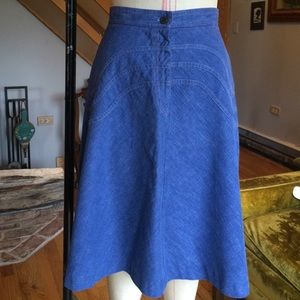 1970s Vintage Denim Midi Skirt Jeans A Line