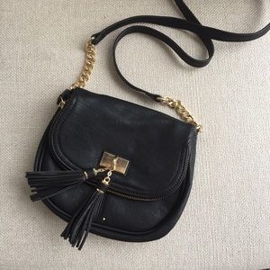 Aldo black cross body purse with tassels