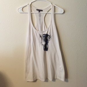 White Racerback Tank with Graphic