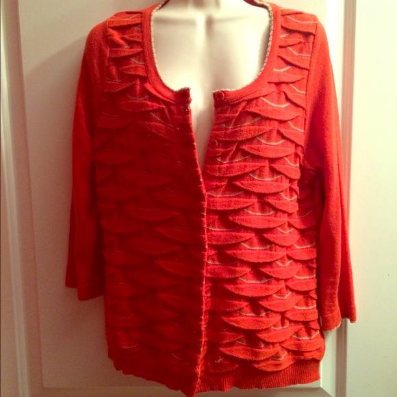 Anthropologie Orange Textured Cardigan