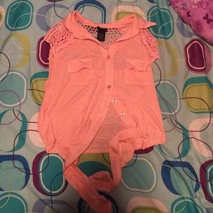 pink rue21 crop top with lace back