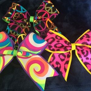 Bright patterned cheerleading bows
