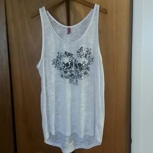 White skull and roses tank top