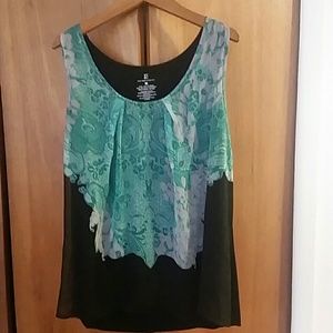 Black tank with green and white pattern