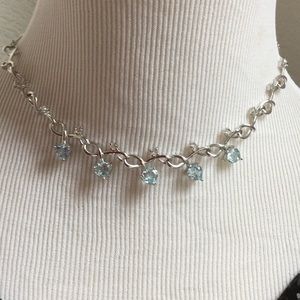 Sterling silver and aquamarine necklace.