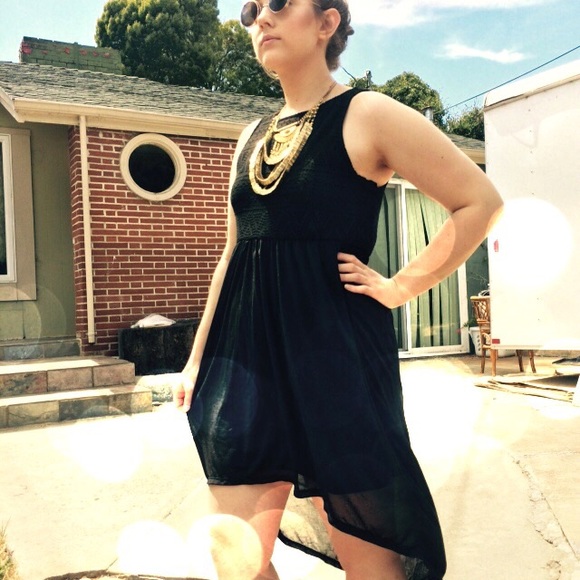 Dresses & Skirts - Black Crochet Hi-Lo Dress Size M