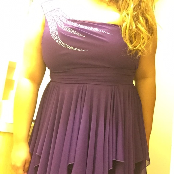 Purple cute high low dress