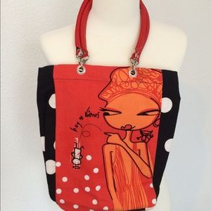 Red, orange, black Tote Purse Bag