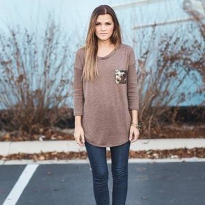 Black Tee with Gold Sequined Pocket