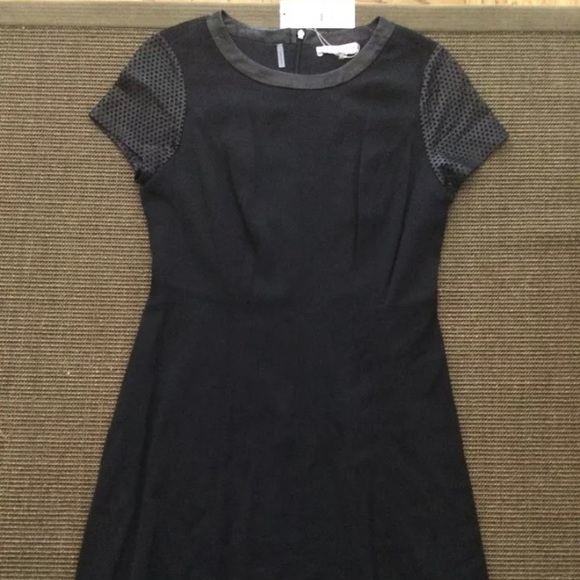 SALE! NWT 🎉Rebecca Taylor black leather SS dress - Picture 2 of 4