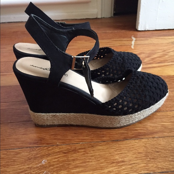Size 8 1/2 Charming Charlie Black Wedge Sandal