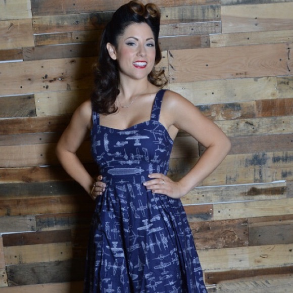 Vintage inspired dress with airplane print