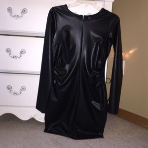 Black leather dress