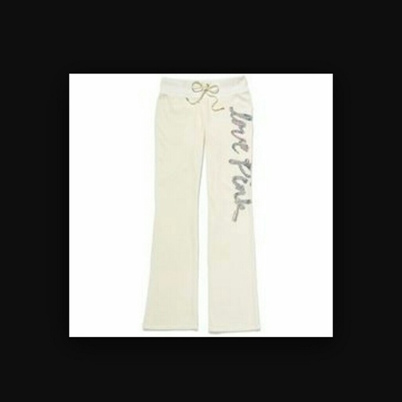 nwt VS PINK velor/bling flare pants