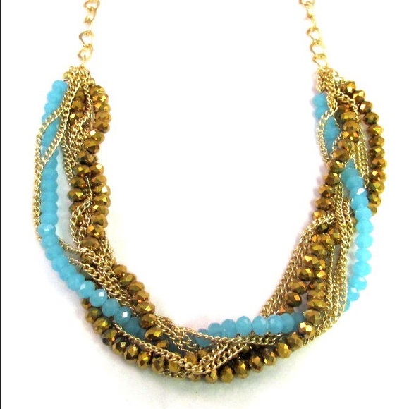 Twisted glass bead and chain glam necklace