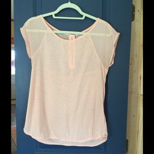 American Eagle Peach sheer zipper back tee