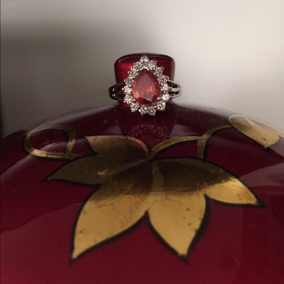 Sterling silver lab orange sapphire ring