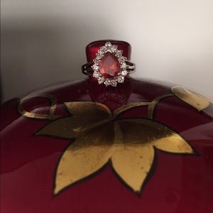 Sterling silver lab orange sapphire ring