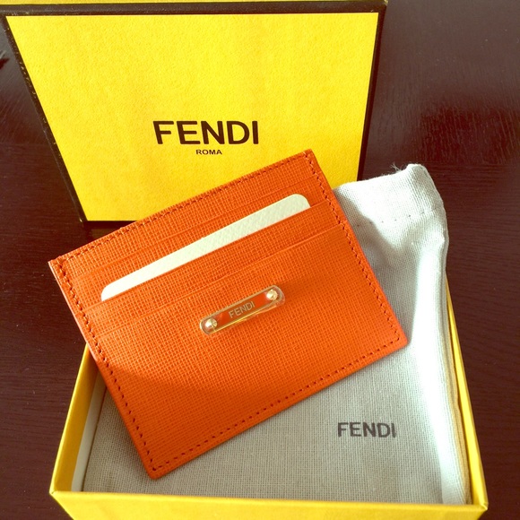 FENDI Leather Card Case. Orange. Brand new!