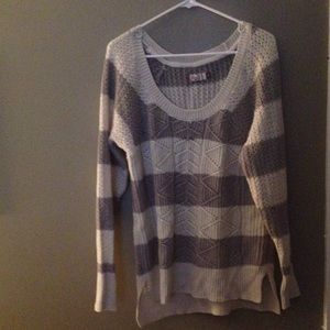 Gray/white striped sweater