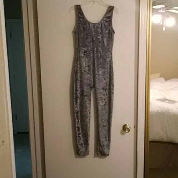 Grey velvet jumpsuit