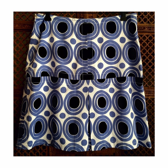 Etcetera 60s Retro Inspired Blue Black White Skirt