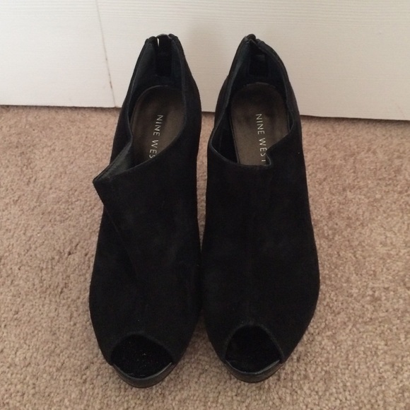 Back Suede Booties. Open toe