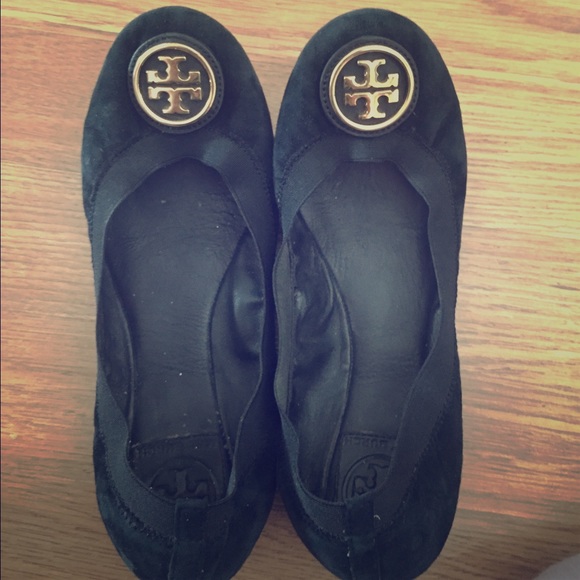 Tory burch black suede Caroline flat