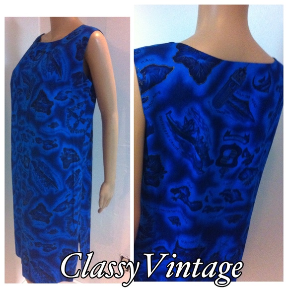Vintage Dresses & Skirts - Stunning blue vintage Hawaiian dress.