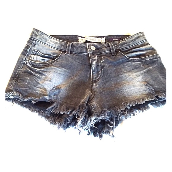 Zara Black washed-out Shorts