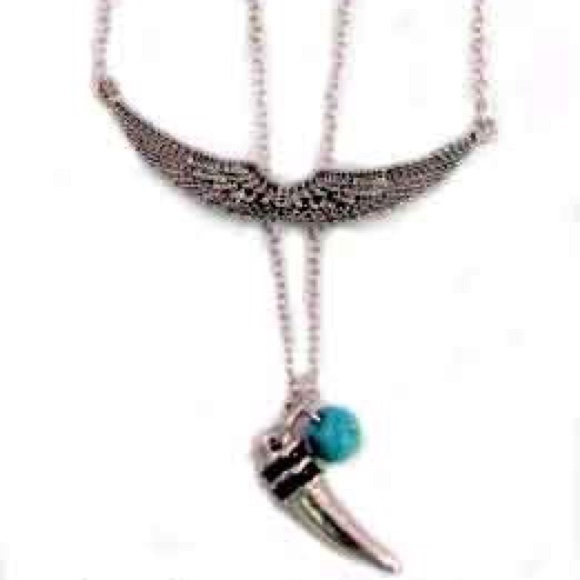 Angel wing and horn layered necklace
