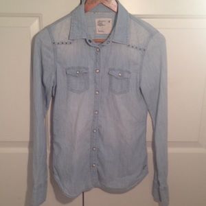 ⚡️️Flash Sale⚡️Washed Out Studded Jean Shirt