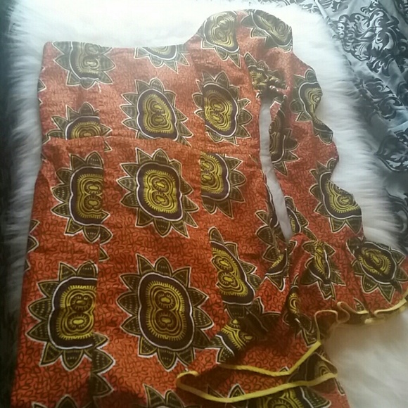 African Print Gown with Matching Gele & Scarf