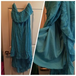 ❤️SOLD ON MERC❤️Teal strapless high low dress