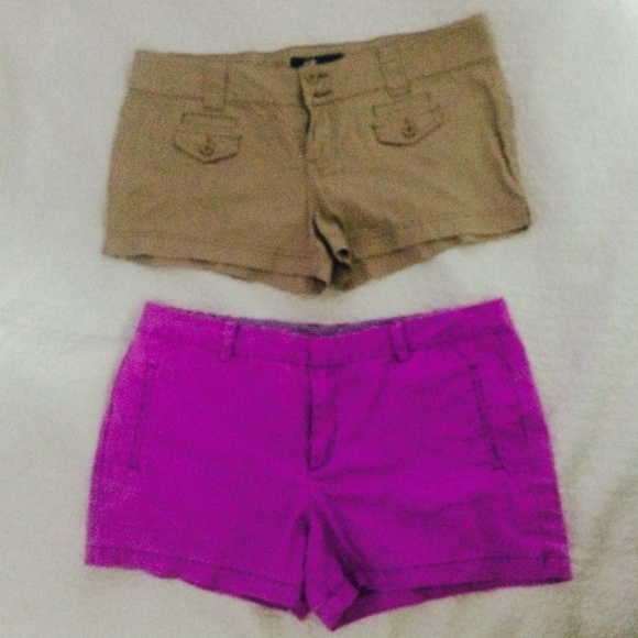 Bundled khaki and lavender shorts