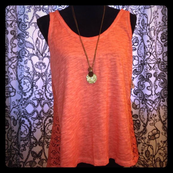 Aeropostale Coral Lace Tank Top - Picture 1 of 4