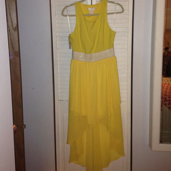 Sleeveless high low dress with white beading