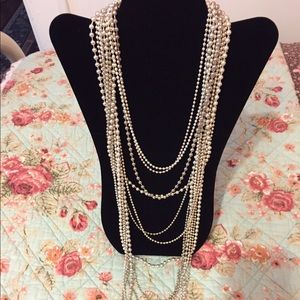 Chico's Multi-Strands Silvertone Beads Necklace