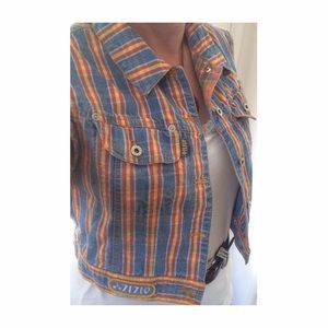 Vintage Oilily Denim Vest Blue Orange Yellow White