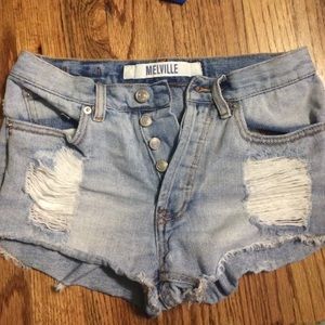 distressed denim shorts