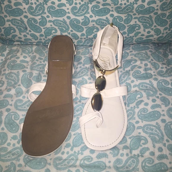 White and gold gladiator sandals