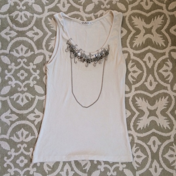 Chain and sequins detailed Italian tank top