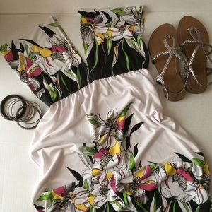 Floral V-Neck Empire Waist Summer Dress