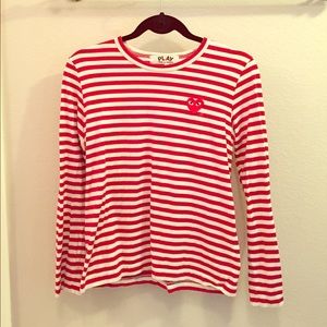 Comme des Garçons Red + White Horizontal Tee