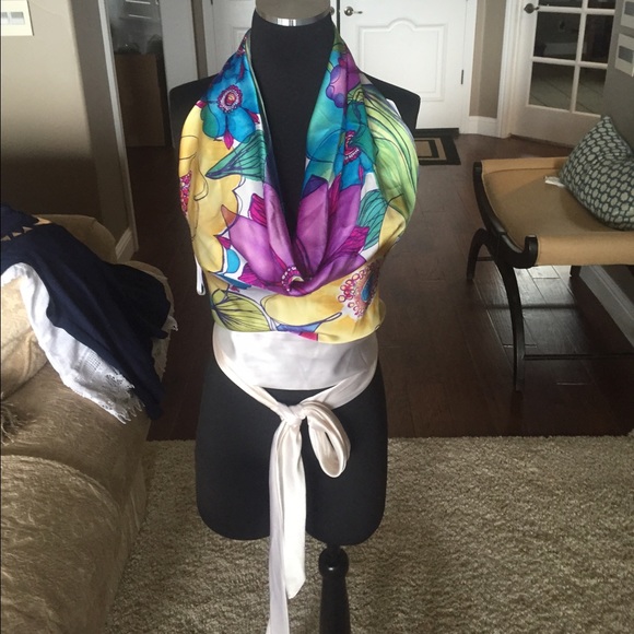 Beautiful, silk wrap around backless top.