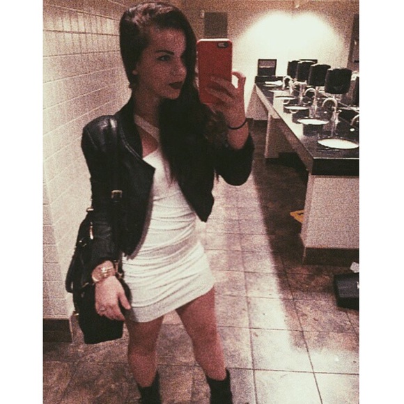 White racer neck dress