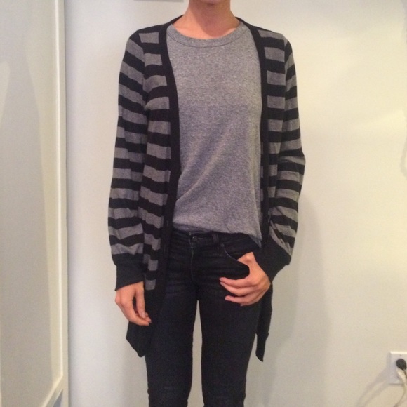 Splendid striped gray and black cardigan sweater