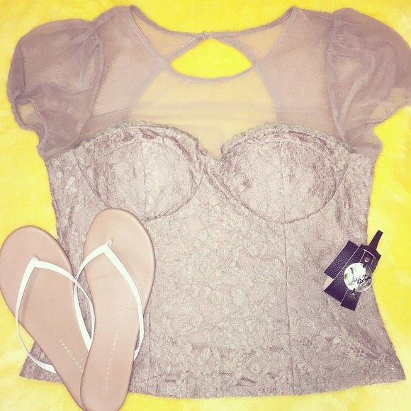 ONLY WORN ONCE! 🌻Beige lace top
