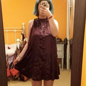 Purple velvet mock turtleneck dress