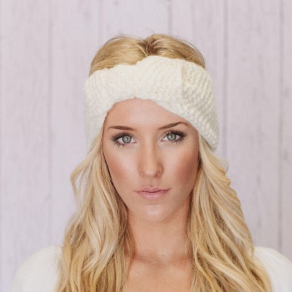 Knitted white headband